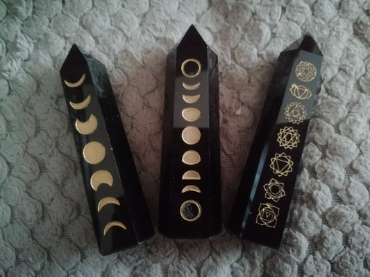 Black Obsidian Etched Tower's